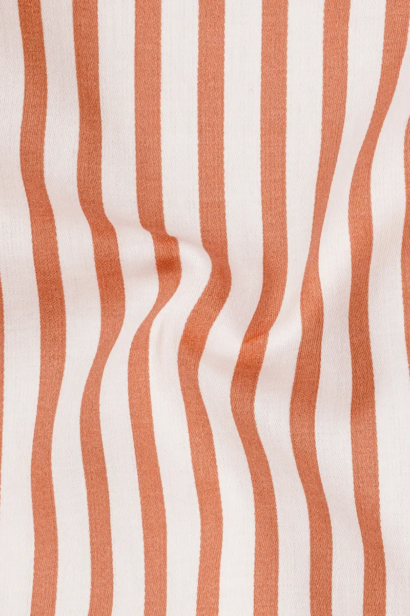 Solcoro-Apricot Orange And Bright White Candy Striped Subtle Sheen Super Soft Premium Cotton Dress Shirt 3