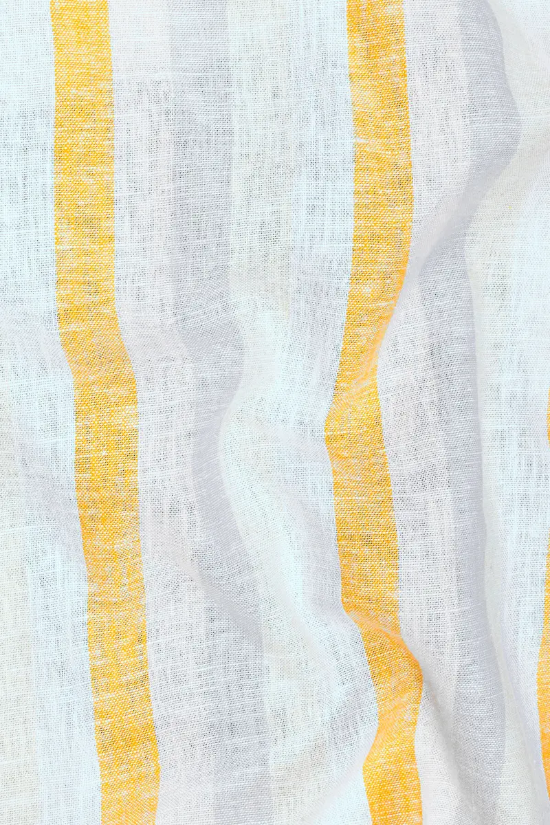 Solitaire With Golden Sand And Mischka Gray Vertical Striped Luxurious Linen Kurta Shirt 3