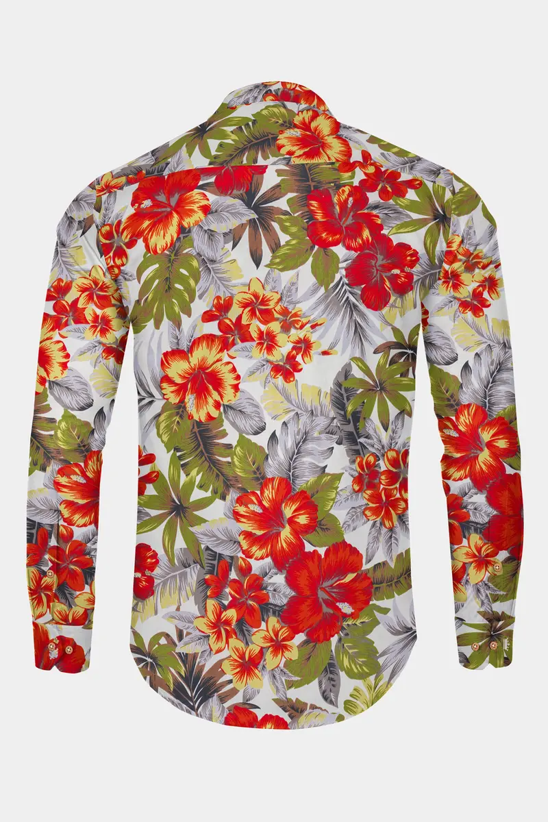 Solitude Blue Colorful Floral Print Premium Cotton Kurta Shirt 7