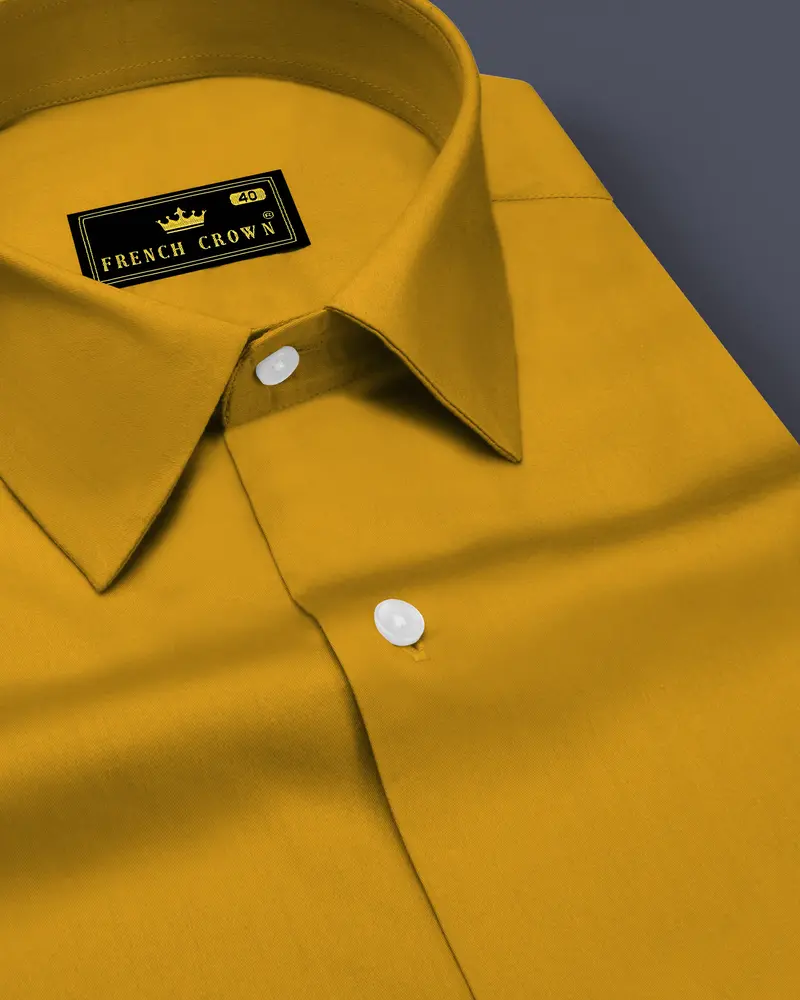 Solvoro-Ochre Yellow Subtle Sheen Super Soft Premium Cotton Dress Shirt 1