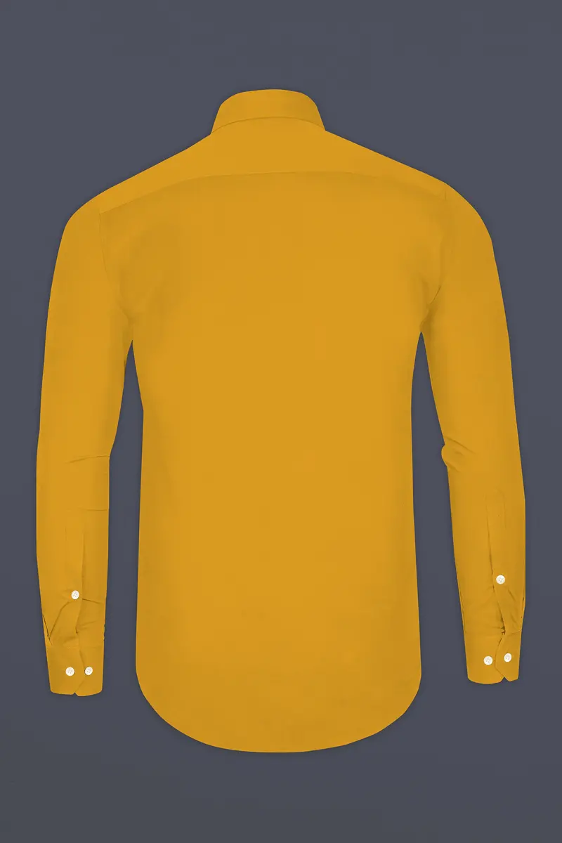 Solvoro-Ochre Yellow Subtle Sheen Super Soft Premium Cotton Tuxedo Dress Shirt 7