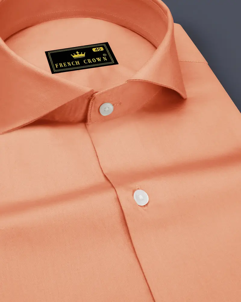 Solvoro-Tumbleweed Orange Subtle Sheen Super Soft Premium Cotton Cut Away Collar Dress Shirt 1