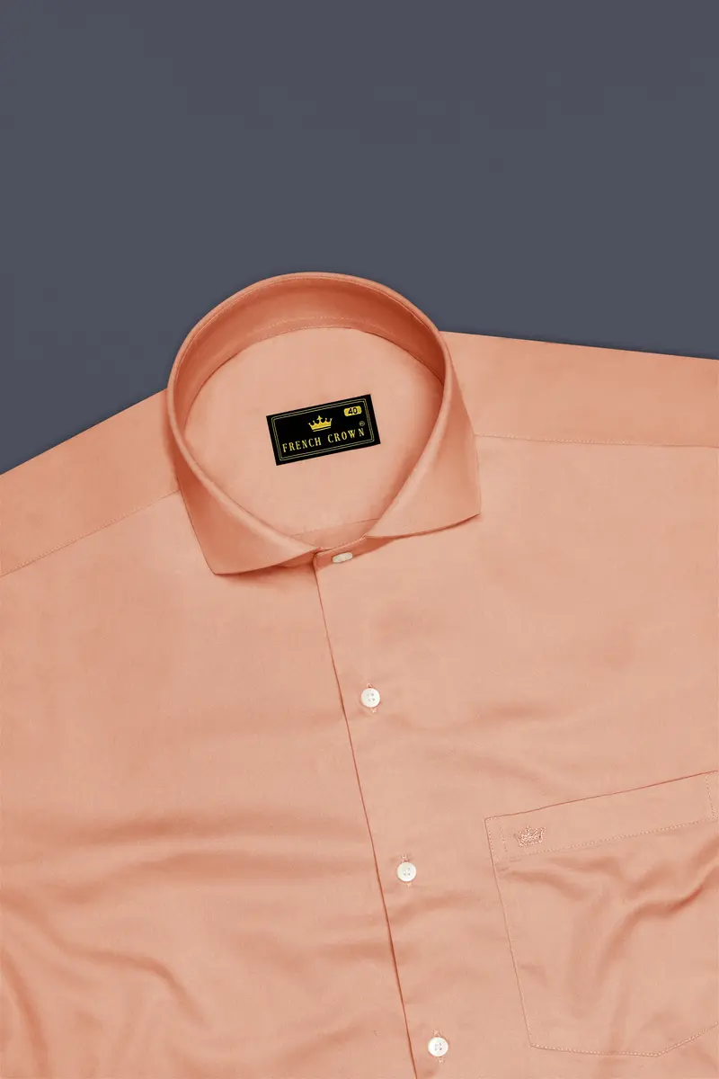 Solvoro-Tumbleweed Orange Subtle Sheen Super Soft Premium Cotton Cut Away Collar Dress Shirt 5