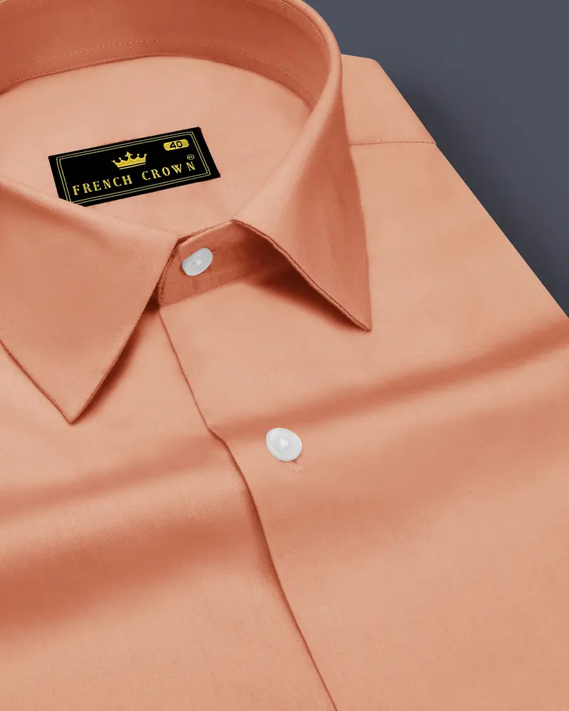 Solvoro-Tumbleweed Orange Subtle Sheen Super Soft Premium Cotton Dress Shirt 1