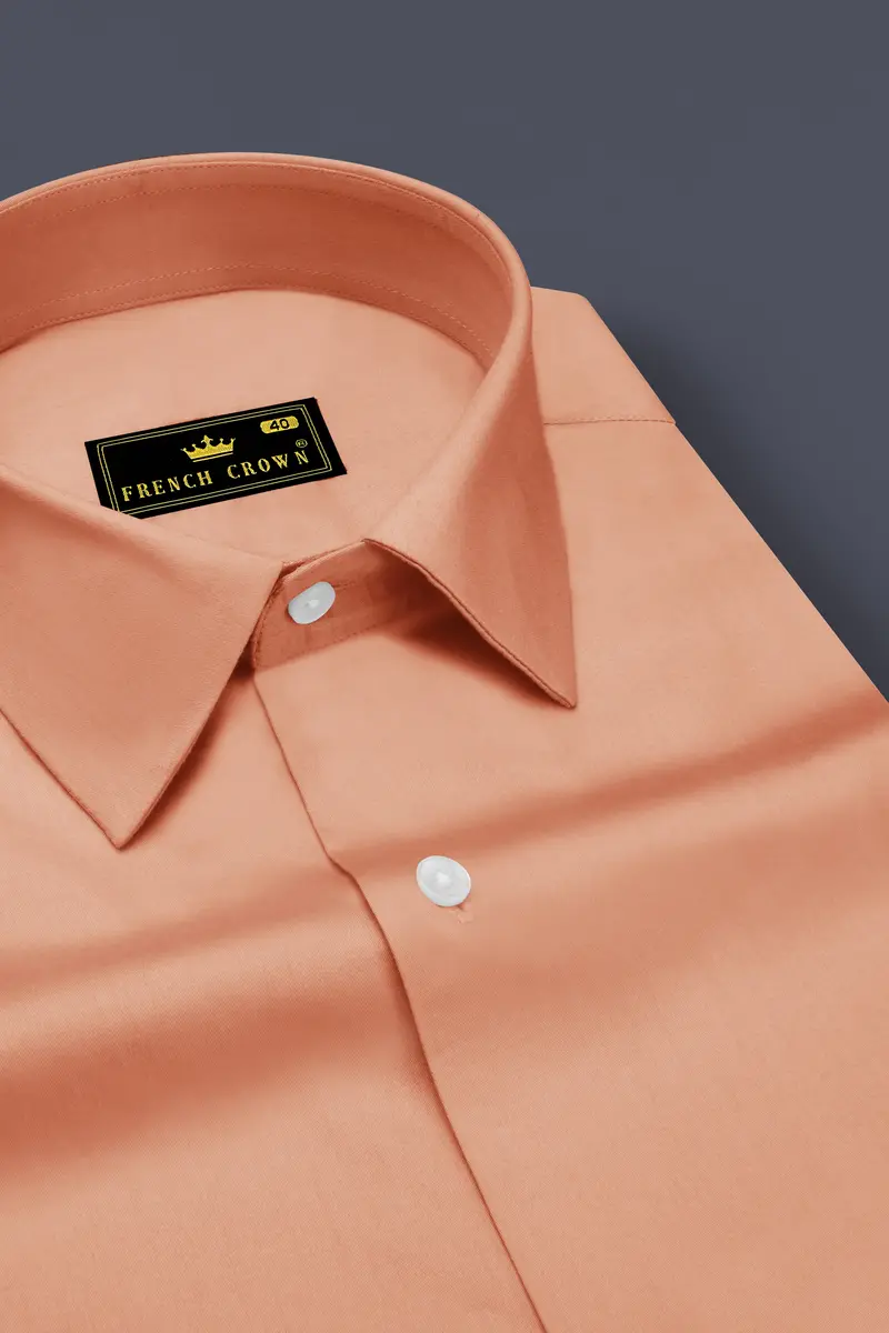 Solvoro-Tumbleweed Orange Subtle Sheen Super Soft Premium Cotton Dress Shirt 2
