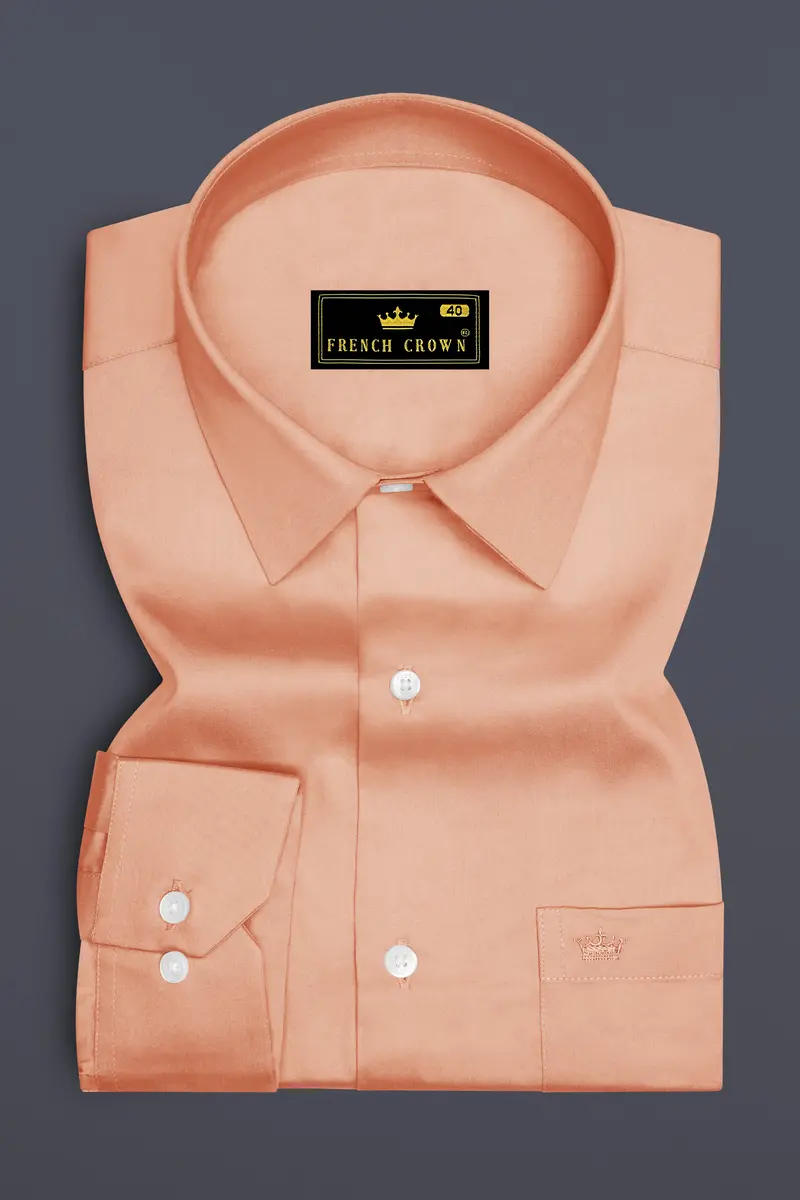 Solvoro-Tumbleweed Orange Subtle Sheen Super Soft Premium Cotton Dress Shirt 4