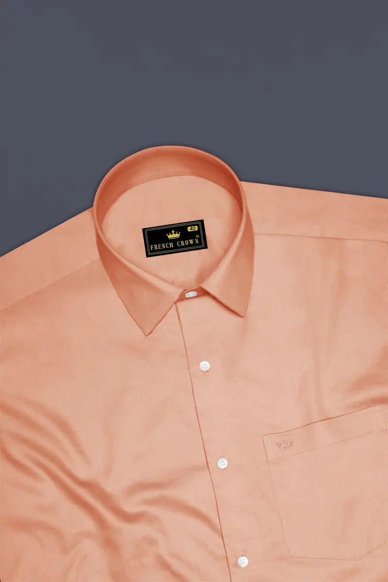 Solvoro-Tumbleweed Orange Subtle Sheen Super Soft Premium Cotton Dress Shirt 5