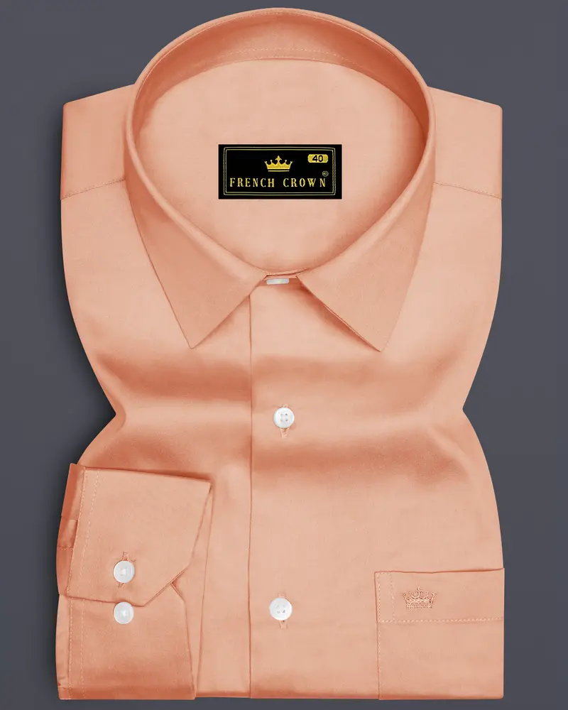 Solvoro-Tumbleweed Orange Subtle Sheen Super Soft Premium Cotton Dress Shirt 6
