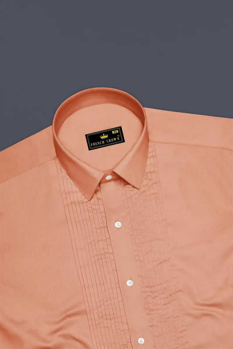 Solvoro-Tumbleweed Orange Subtle Sheen Super Soft Premium Cotton Tuxedo Dress Shirt 5