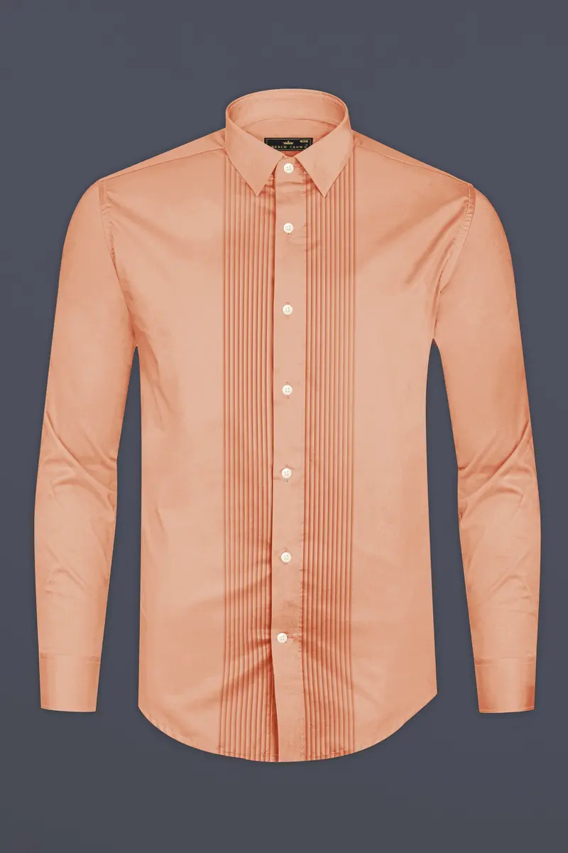 Solvoro-Tumbleweed Orange Subtle Sheen Super Soft Premium Cotton Tuxedo Dress Shirt 6