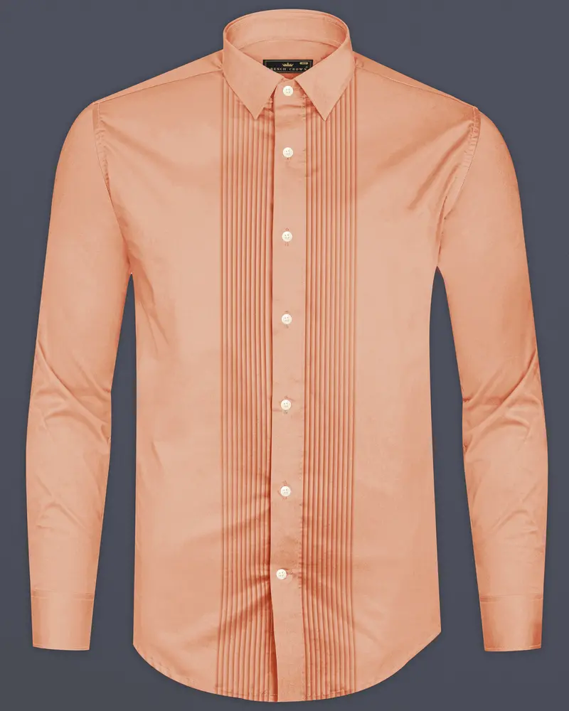 Solvoro-Tumbleweed Orange Subtle Sheen Super Soft Premium Cotton Tuxedo Dress Shirt 8