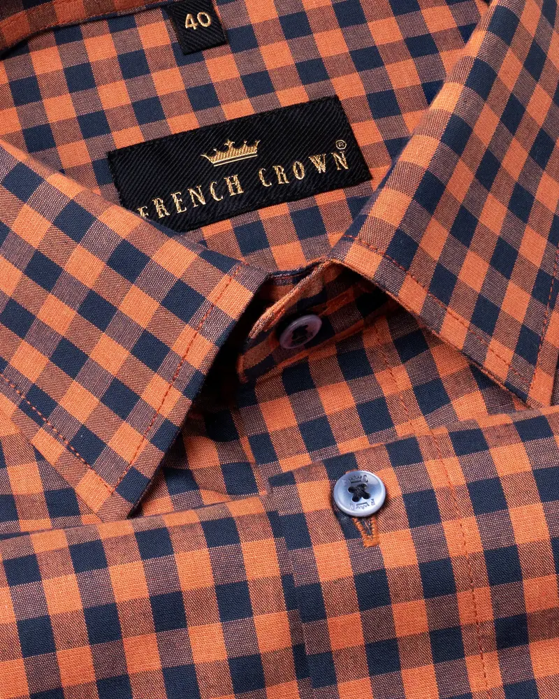 Sorbus Orange And Big Stone Blue Premium Cotton Shirt 1