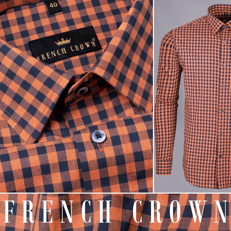 Sorbus Orange And Big Stone Blue Premium Cotton Shirt 10