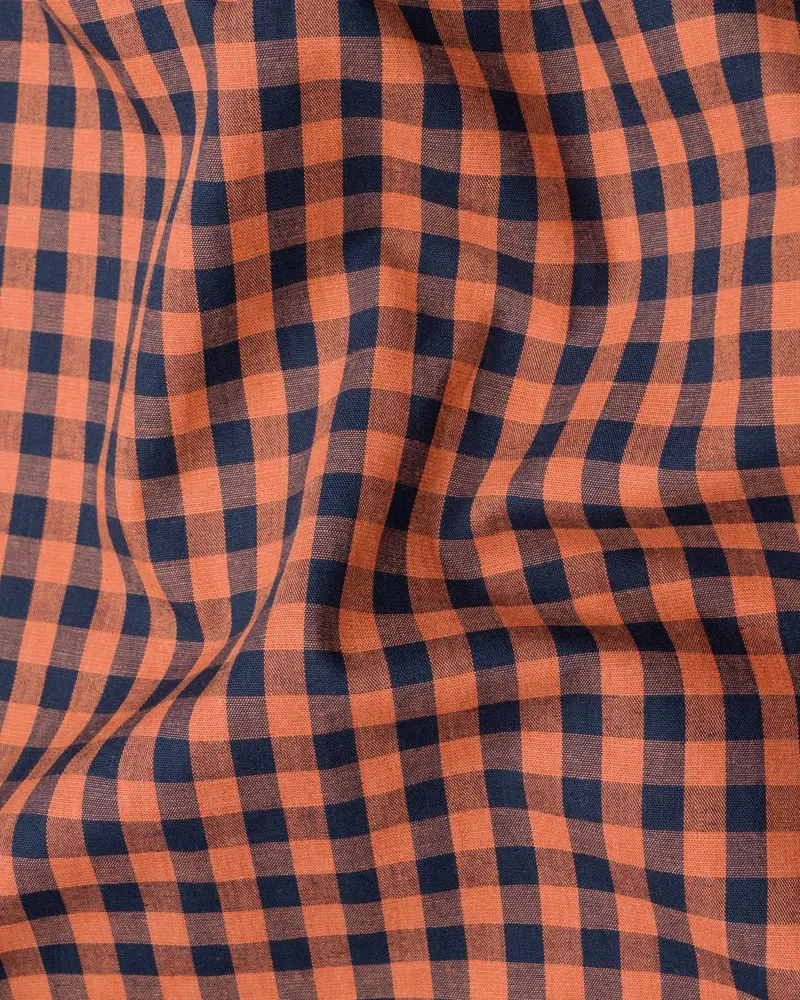 Sorbus Orange And Big Stone Blue Premium Cotton Shirt 2