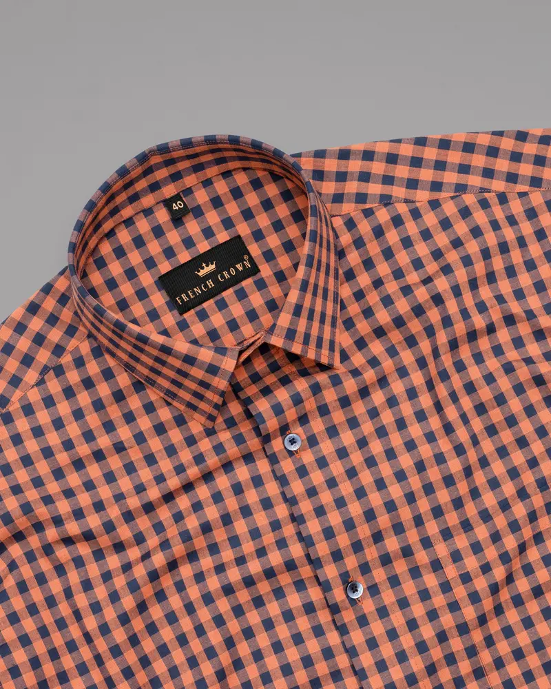 Sorbus Orange And Big Stone Blue Premium Cotton Shirt 4