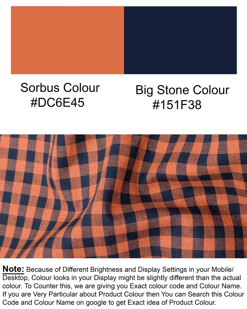Sorbus Orange And Big Stone Blue Premium Cotton Shirt 8