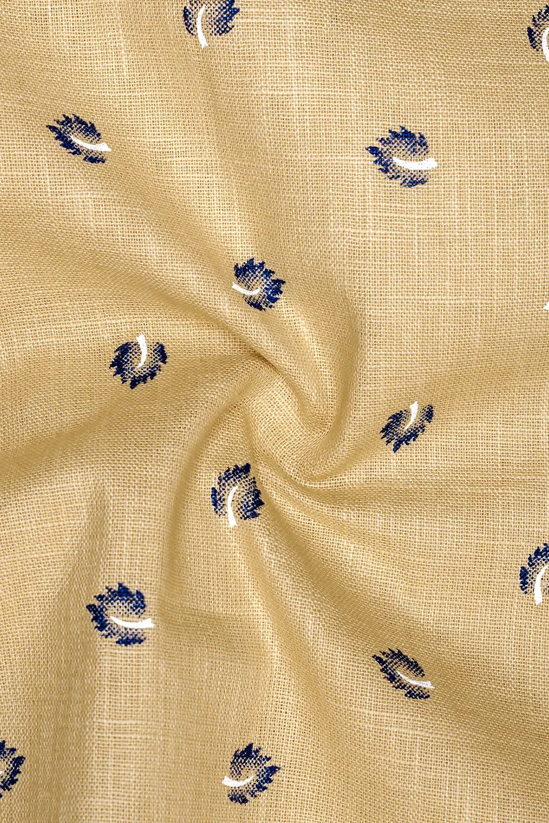 Sorrell Cream Printed Luxurious Linen Casual Kurta Shirt 3
