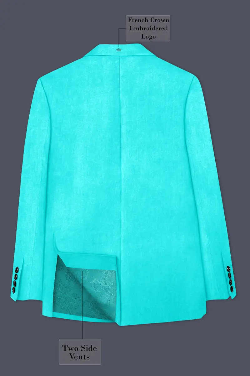Sovereign-Turquoise Blue Velvet Peak Lapel Tuxedo Blazer 9