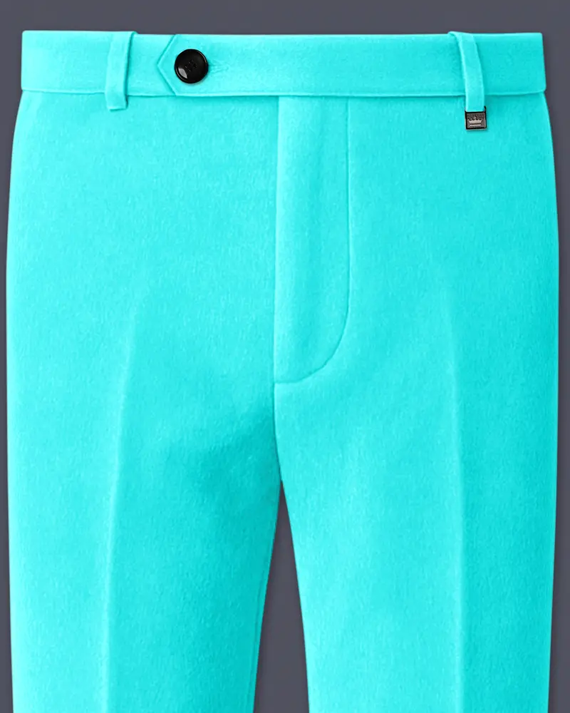 Sovereign-Turquoise Blue Velvet Stretchable Waistband Pant 1