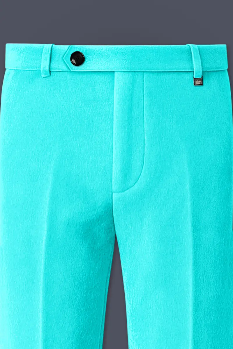 Sovereign-Turquoise Blue Velvet Stretchable Waistband Pant 4