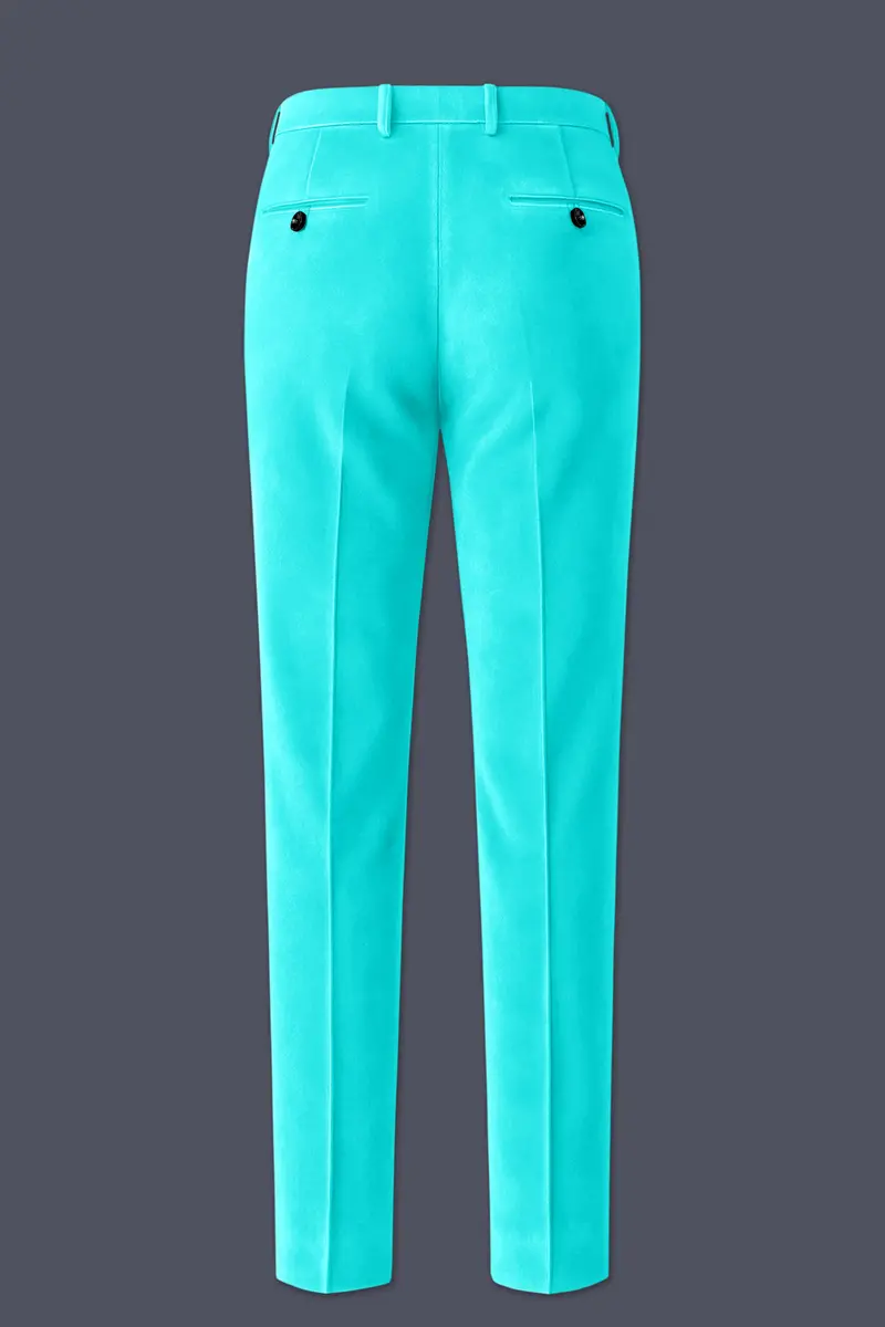 Sovereign-Turquoise Blue Velvet Stretchable Waistband Pant 5