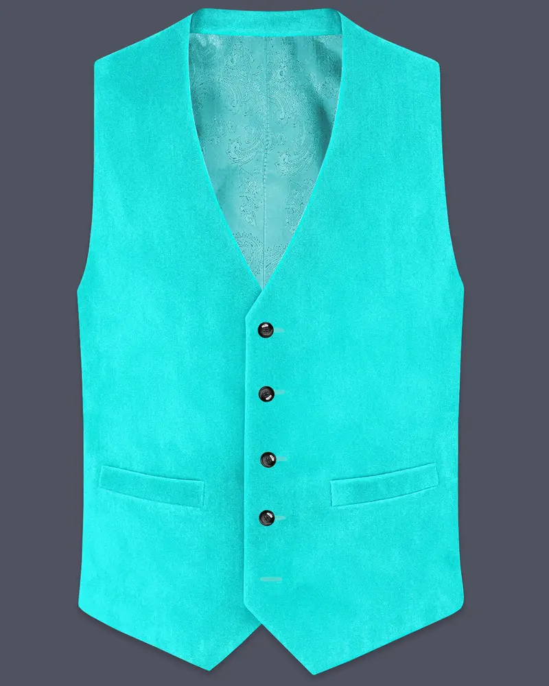 Sovereign-Turquoise Blue Velvet Waistcoat 1