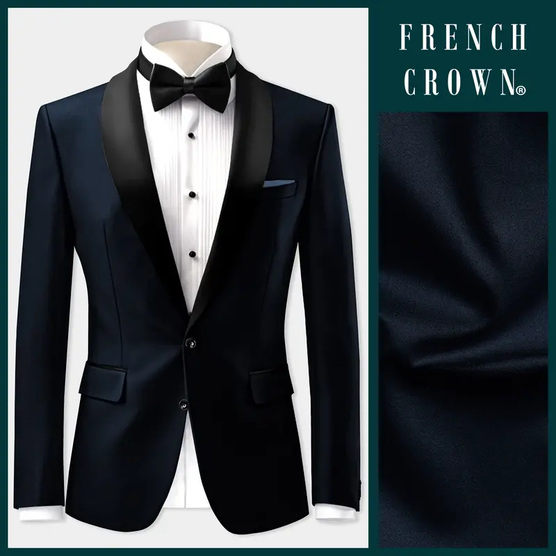 Sovereign-Vulcan Blue Solid Cotton Tuxedo Blazer 1