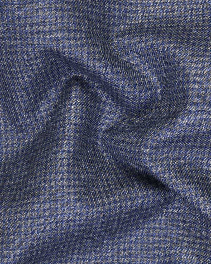 Soya Bean Grey With Rhino Blue Woolrich Herringbone Checked Waistcoat 3
