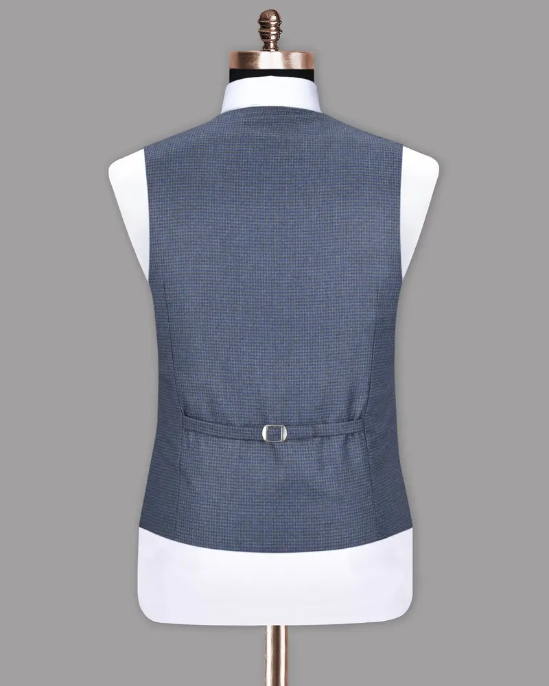 Soya Bean Grey With Rhino Blue Woolrich Herringbone Checked Waistcoat 6
