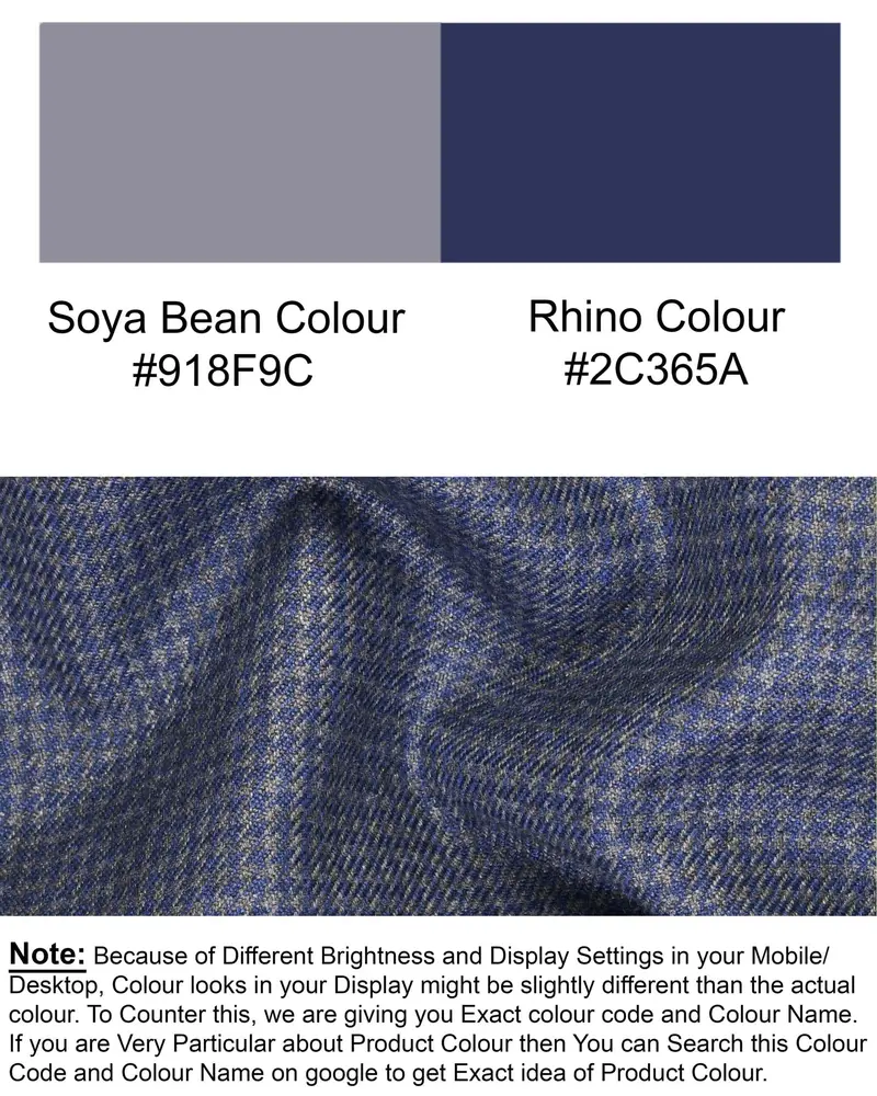 Soya Bean Grey With Rhino Blue Woolrich Herringbone Checked Waistcoat 7