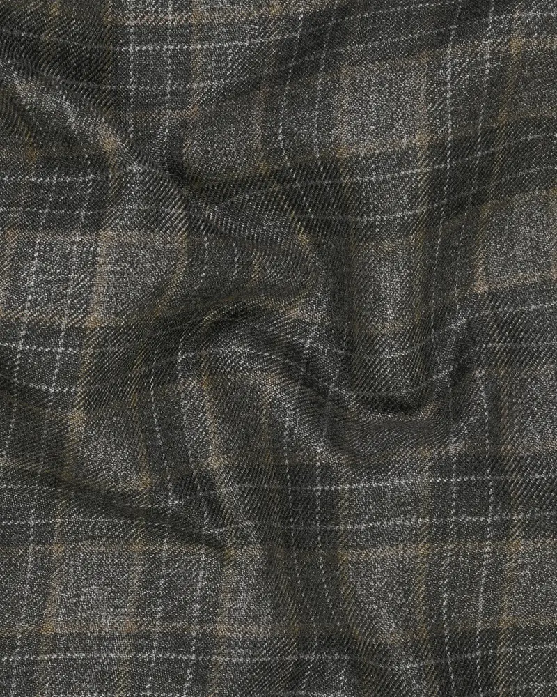 Soya Bean With Dune Brown Plaid Wool Rich Waistcoat 3