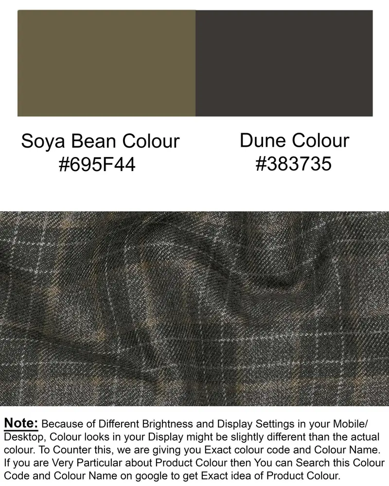 Soya Bean With Dune Brown Plaid Wool Rich Waistcoat 7