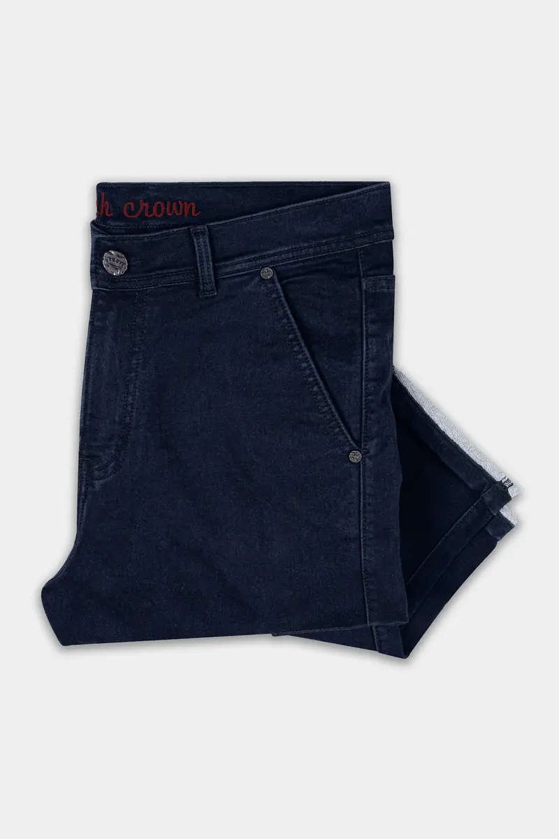 Space Blue Designer Camouflage Cargo Pockets Stretchable Denim 5