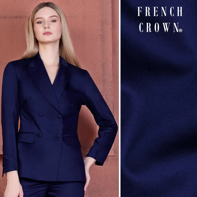 Space Blue Subtle Sheen Double Breasted Women's Blazer 1