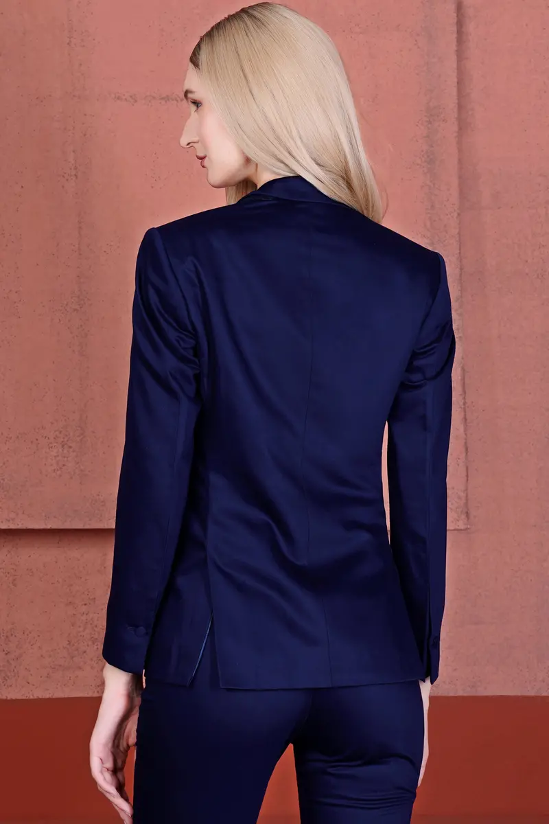 Space Blue Subtle Sheen Double Breasted Women's Suit 13