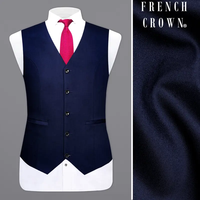 Space Blue Subtle Sheen Waistcoat 1