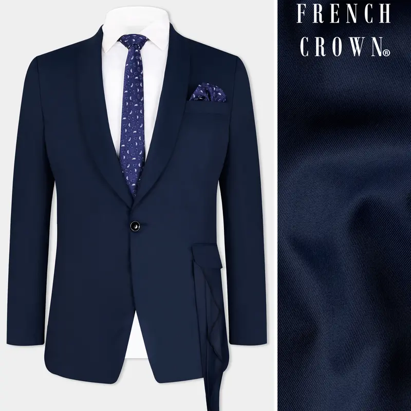 Space Cadet Blue Wool Rich Designer Blazer 1