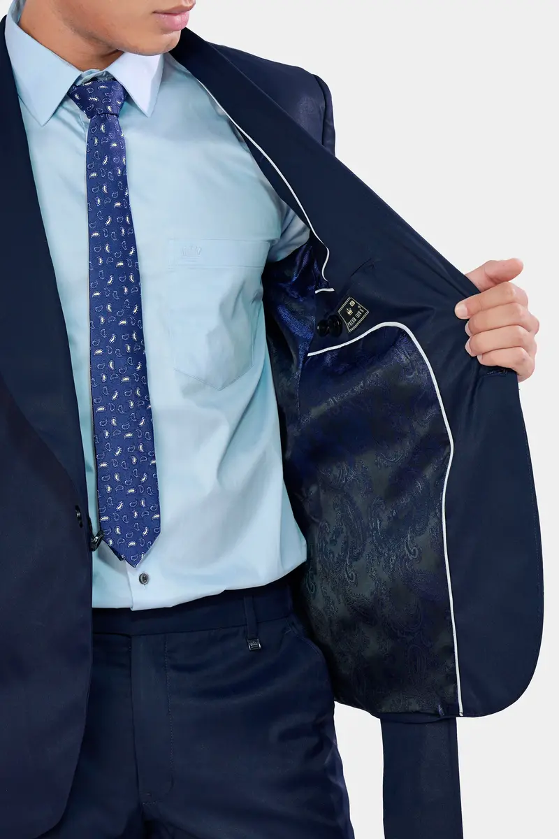 Space Cadet Blue Wool Rich Designer Blazer 6