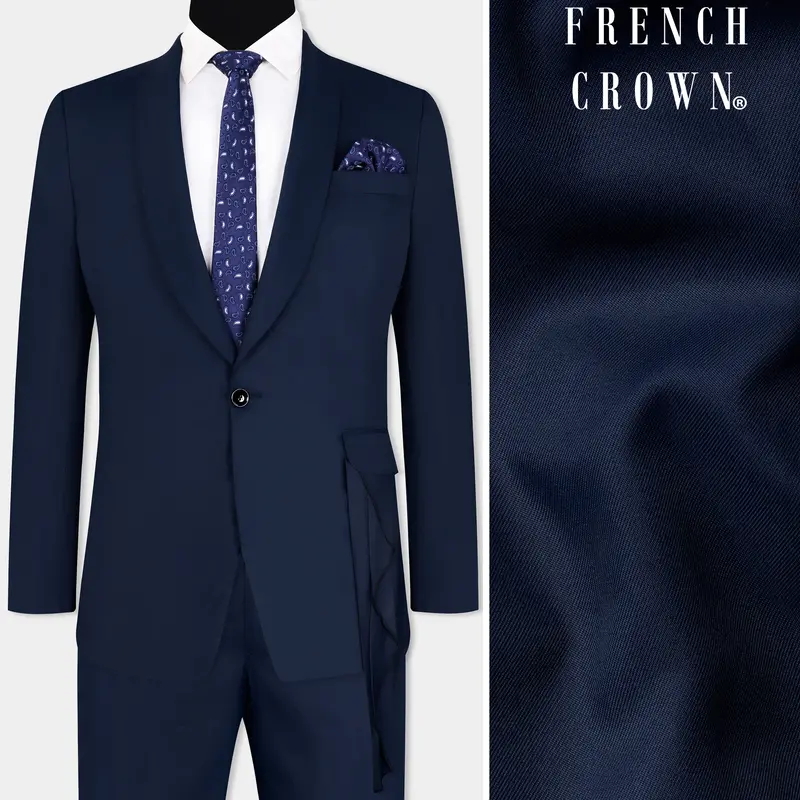 Space Cadet Blue Wool Rich Designer Suit 1