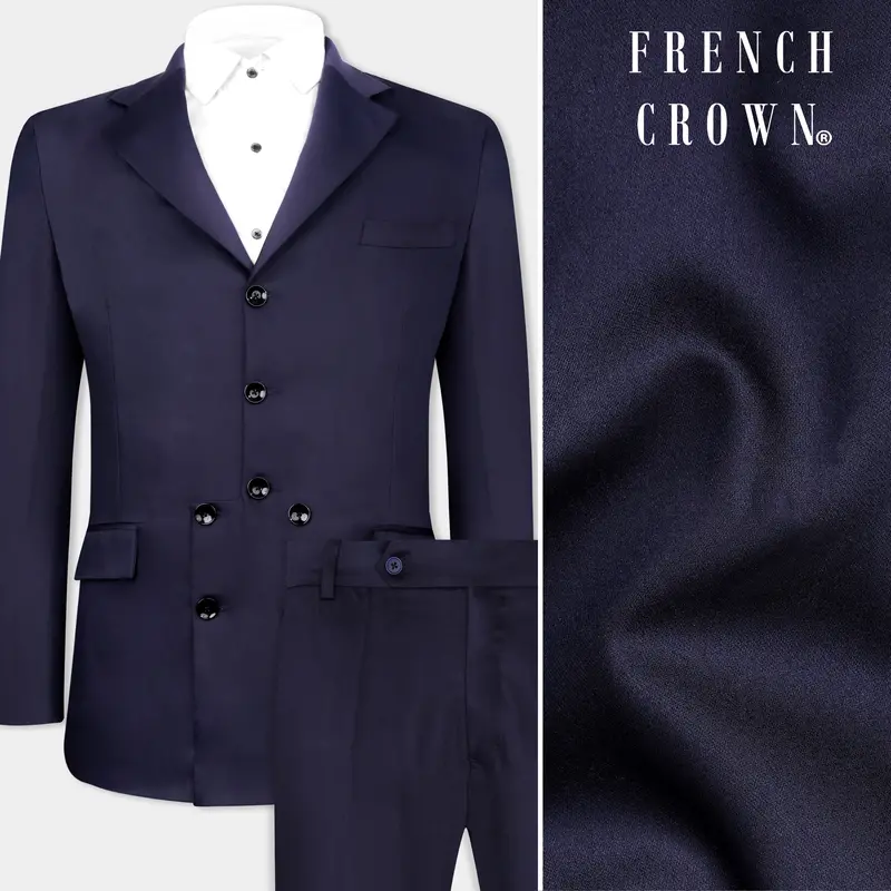 Space Cadet Blue Wool Rich Designer Suit 1