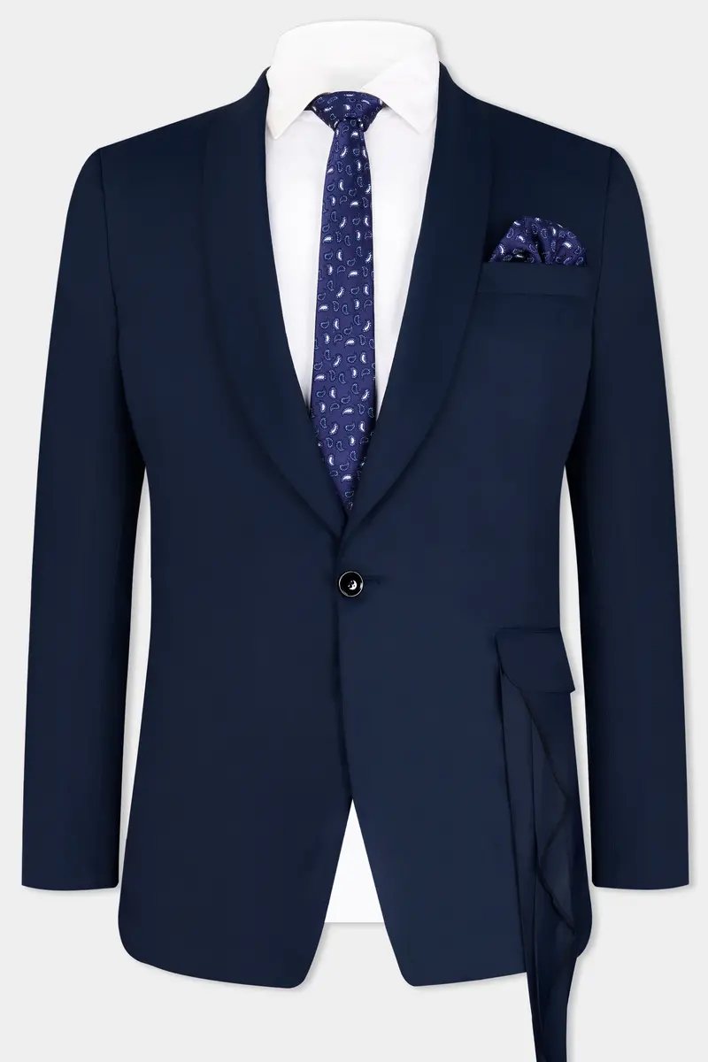 Space Cadet Blue Wool Rich Designer Suit 12