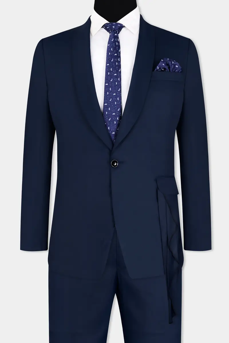 Space Cadet Blue Wool Rich Designer Suit 2