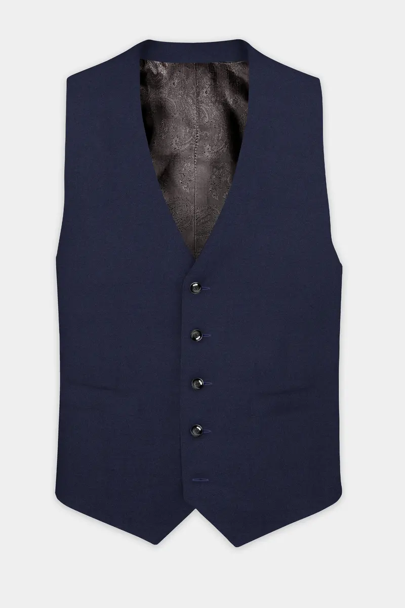 Space Cadet Blue Wool Rich Waistcoat 2
