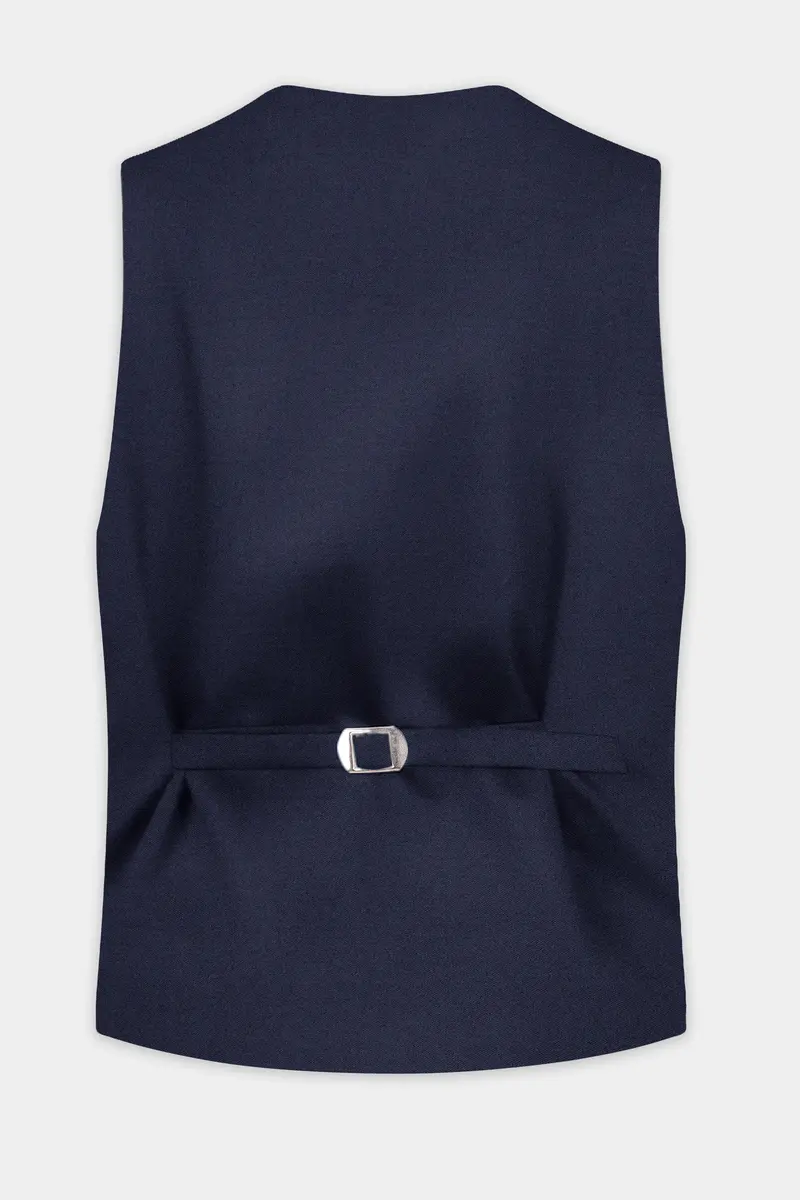 Space Cadet Blue Wool Rich Waistcoat 4