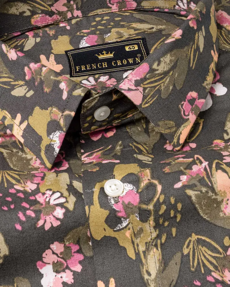 Space Shuttle Floral Printed Premium Cotton Shirt 1