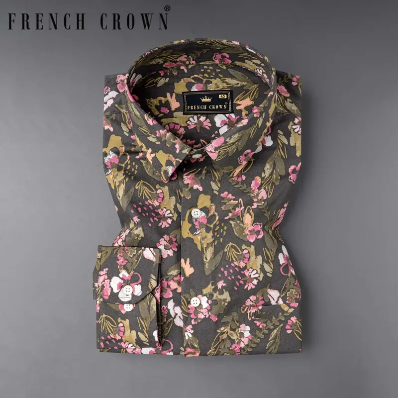 Space Shuttle Floral Printed Premium Cotton Shirt 7