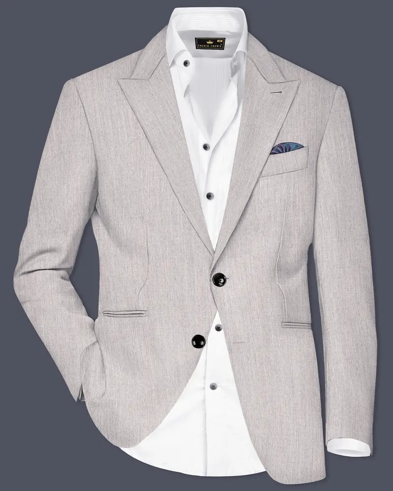 Spanish Gray Textured Wool Blend Blazer 1