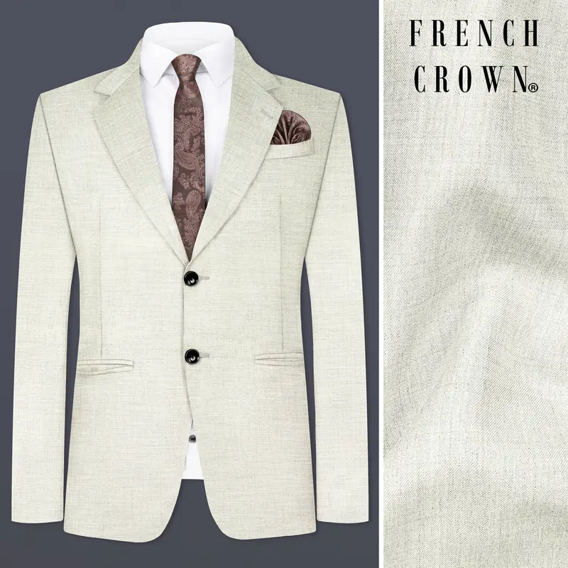 Spanish Gray Textured Wool Blend Single Breasted Blazer 1