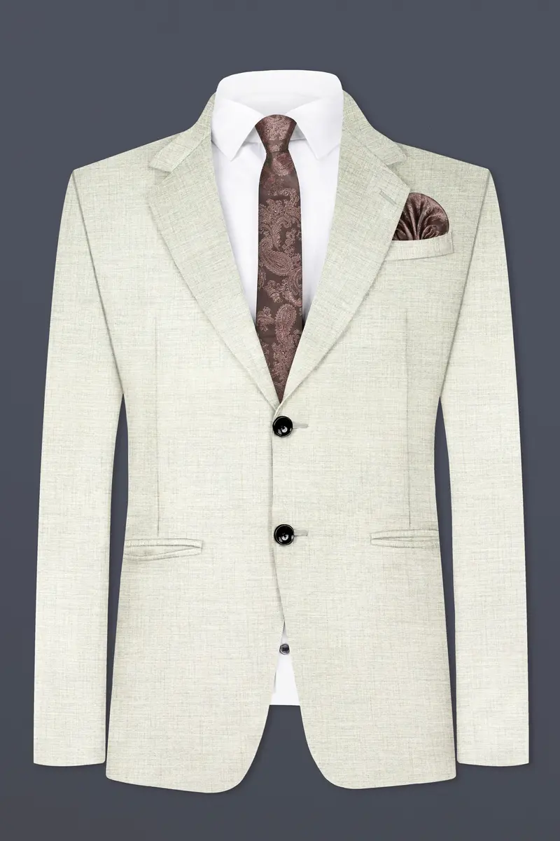 Spanish Gray Textured Wool Blend Single Breasted Blazer 2