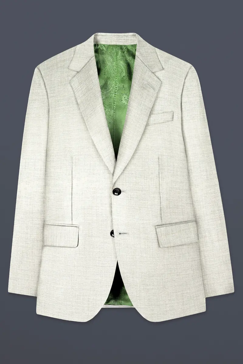 Spanish Gray Textured Wool Blend Single Breasted Blazer 7